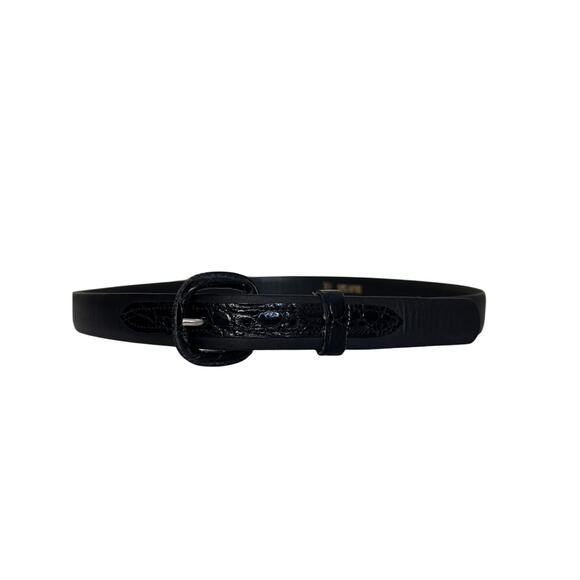 Unbranded Accessories - VTG Women’s Alligator Trim Black Leather Belt Size 30 Medium